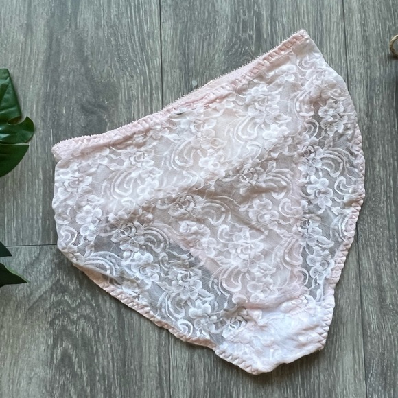 Christian Dior Intimates Blush Pink Satin & Sheer Floral Lace Panties. Sz L NWT! - Picture 3 of 6